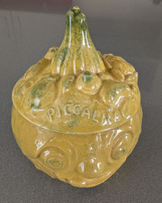 SylvaC piccallili face jar yellow green vintage mcm 4752