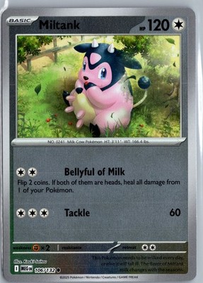 Pokemon TCG Miltank 106/132 Common Mega Evolution MEG NM