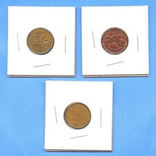 Lot of 3 Canadian Coins - Cent 1c and 25c - 1975 1994 1985 