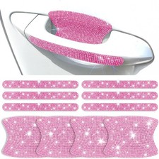 10 PCS Bling Car Door Handle Protector, Shiny Crystal Rhinestone Anti Pink