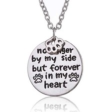 No Longer by My Side But Forever In My Heart Paw Prints Loss of Pet Necklace
