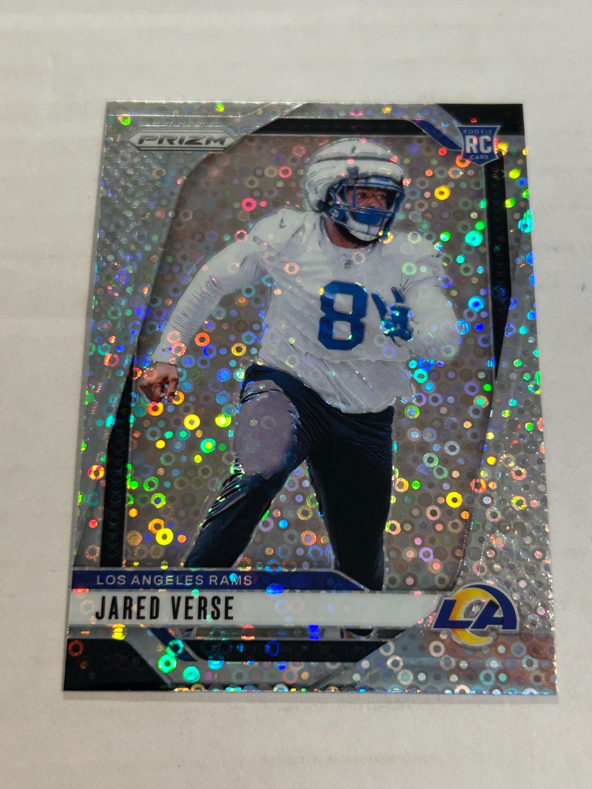 2024 PANINI PRIZM NO HUDDLE JARED VERSE #341 SILVER DISCO ROOKIE RAMS SP TN3