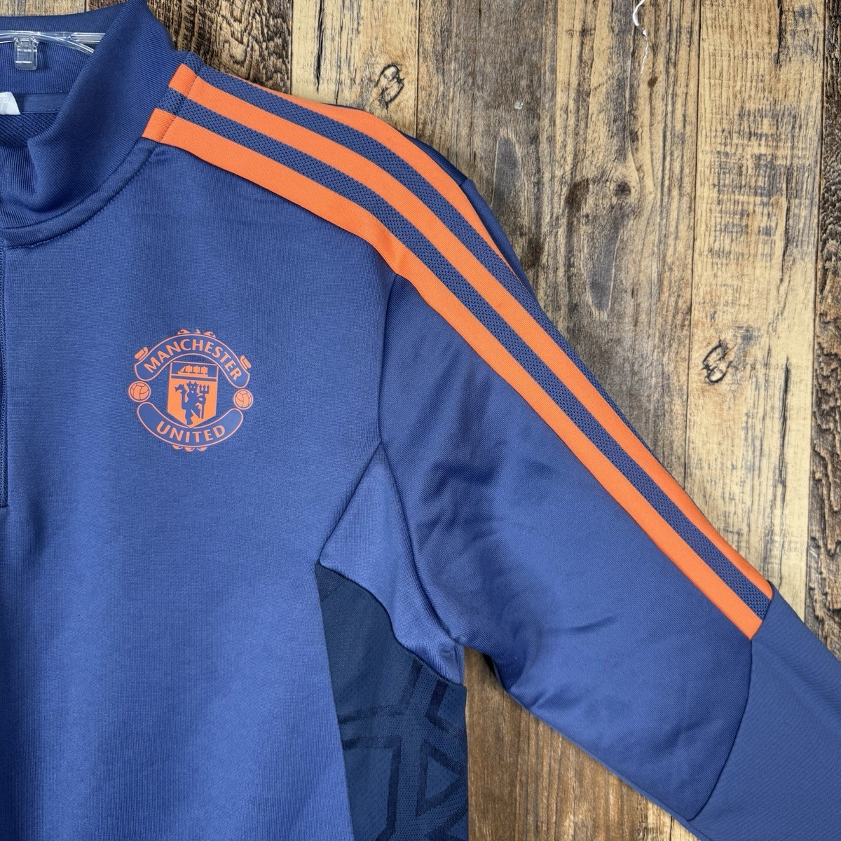 Manchester United Blue 1/4 Zip Top Training Sweatshirt Adidas