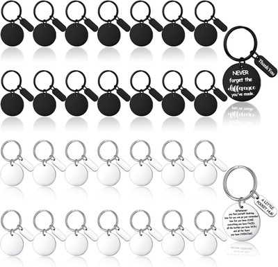 30 Pcs Engravable Metal Keychain Blanks Laser Graduation Engraving Blanks Key Ri