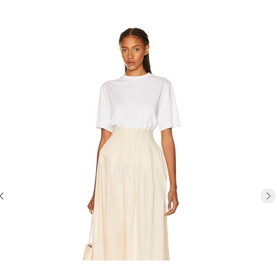 NWT The Row White Chiara Pima Cotton Crewneck Back Seam T-Shirt L