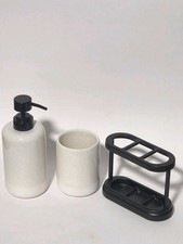 Threshold three-piece bathroom set w/ soap dish , Soap Pump Tumbler In Ivory