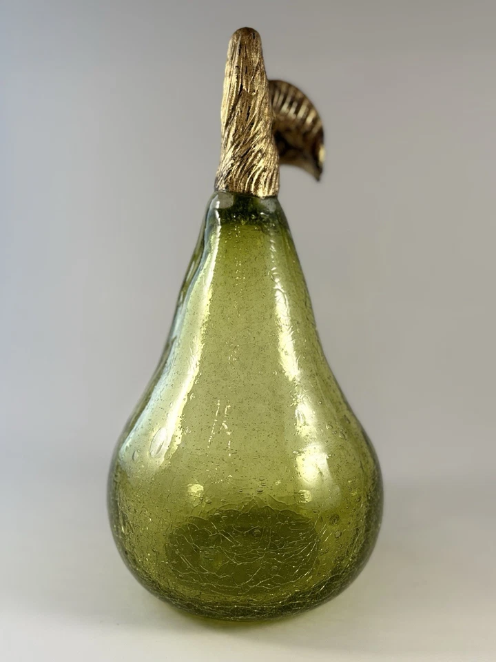 Pera de vidrio craquelado soplado a mano vintage años 60 Foto 3 de 4