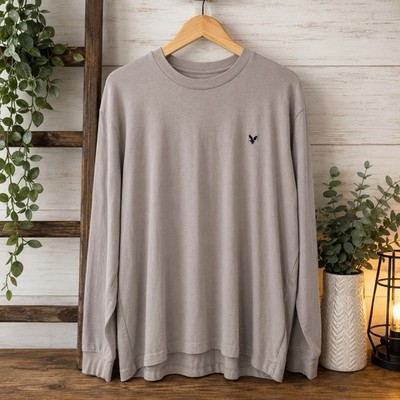 American Eagle Super Soft Long Sleeve T Shirt Taupe Beige XL Men s Logo Tee