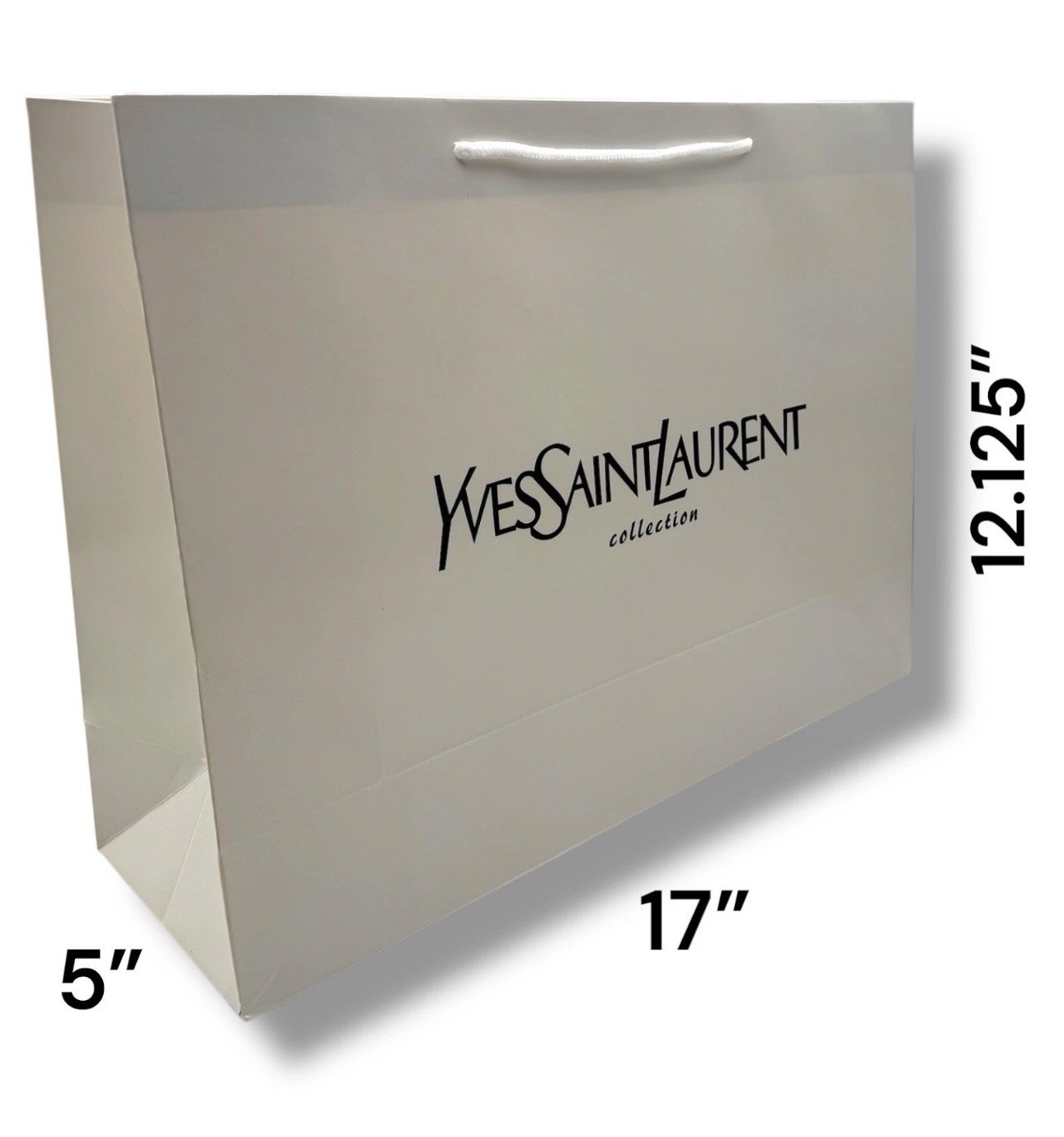 Nuova borsa regalo shopping YSL Yves Saint Laurent White Med 17” x 12 125” x 5”