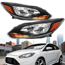 Halogen Headlights For 2012-2014 Ford Focus Black Left Right Pair Halogen Headlights For 2012-2014 Ford Focus Black Left Right Pair