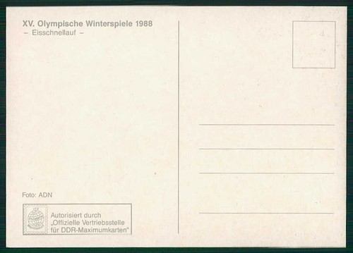 GERMANY GDR DDR MK 1988 OLYMPICS ICE SKATING MAXIMUM CARD MC CM m4879 - Picture 2 of 2