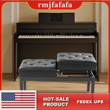 Double Seater Piano Bench Adjustable Duet Piano Bench w/ Storage Box 200 kg max.