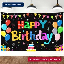 Happy Birthday Banner Backdrop Decorations Flag Outdoor 71x44 Inch,Colorful Rain