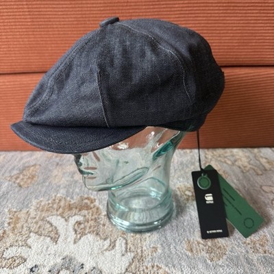 G-Star Jeans Raw Denim Riv Hat Newsboy Cap New With Tags Dark Indigo Blue NWT