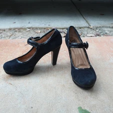 Sofft Mary Jane Platform Heels 7M Black Leather Block Heel Comfort Academia