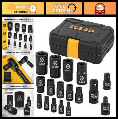 17-Piece Inverted E-Torx Socket Set - Impact Cr-V Steel Star Female Sockets E4-E
