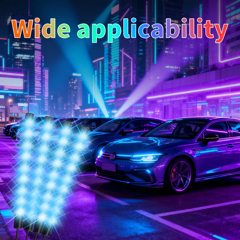 Car Interior LED Atmosphere Light Strips, 4PCS 48LED RGB, Bluetooth APP Control - Изображение 3 из 4