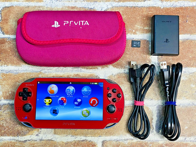 SONY PS Vita PCH-1000 ZA-03 Cosmic Red Japan Soft Case Charger 8GB DDP
