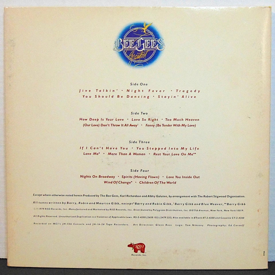 Bee Gees - Greatest - 1979 RSO RS-2-4200 Pop Rock Double Vinyl LP Record Album Foto 2 de 4
