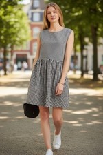 Madewell Black White Gingham Plaid Mini Dress Oversized Cottagecore XXS