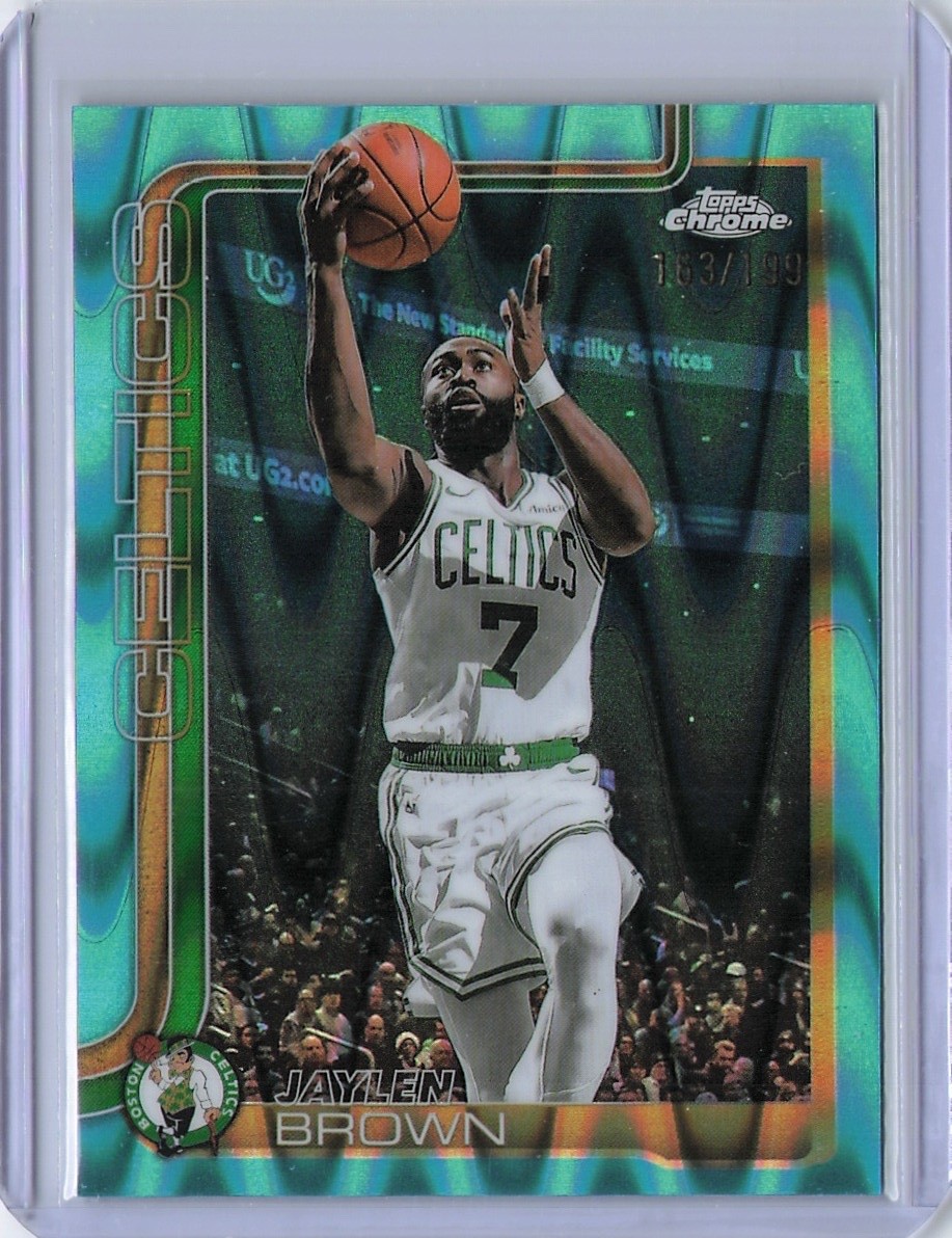 2025-26 Topps Chrome Jaylen Brown Aqua Basketball Refractor /199 #51 Celtics