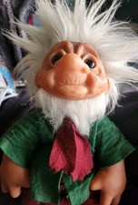 Thomas Dam 1977 Troll Doll 14" Old Man Grandpa Made in Denmark With Outfit Scarf