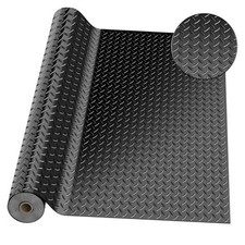 4 x 6 FT Garage Floor Mat, Diamond Plate Rubber Flooring Roll, PVC 4 x 6Ft