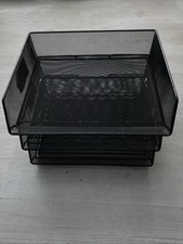 3 Tier Black Mesh Document Tray for Office Filing and A4 Letter Paper Storage