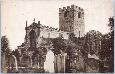 Norton-on-Tees Vintage Postkarte Kirche St Mary Durham England Raphael Tuck