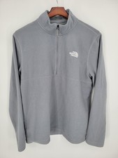 The North Face Men  s Medium Gray 1/4 Zip Fleece Pullover Logo