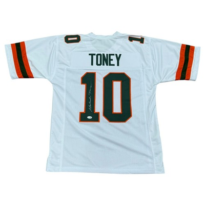 #ad #ad Malachi Toney Autographed Miami White #10 Custom Stitched Jersey JSA $400.00