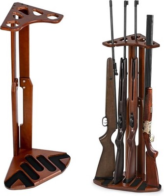 Wood Gun Rack Stand Up to 5 Rifles Rifle Stand Stylish Indoor Gun Racks Corner