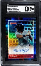 2022 Donruss Optic TJ Friedl BLUE PANDORA PRIZM /8 SGC 9 w/10 AUTO RC (5/8)