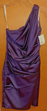 Davids Bridal Plum Stretch Satin One Shoulder Dress #85106 size 4