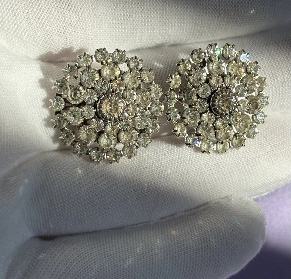 Vintage Clear Rhinestone Shoe Clips BEAUTIFUL Tiered Dome Prong Set PAT PENDING - Image 4 of 4