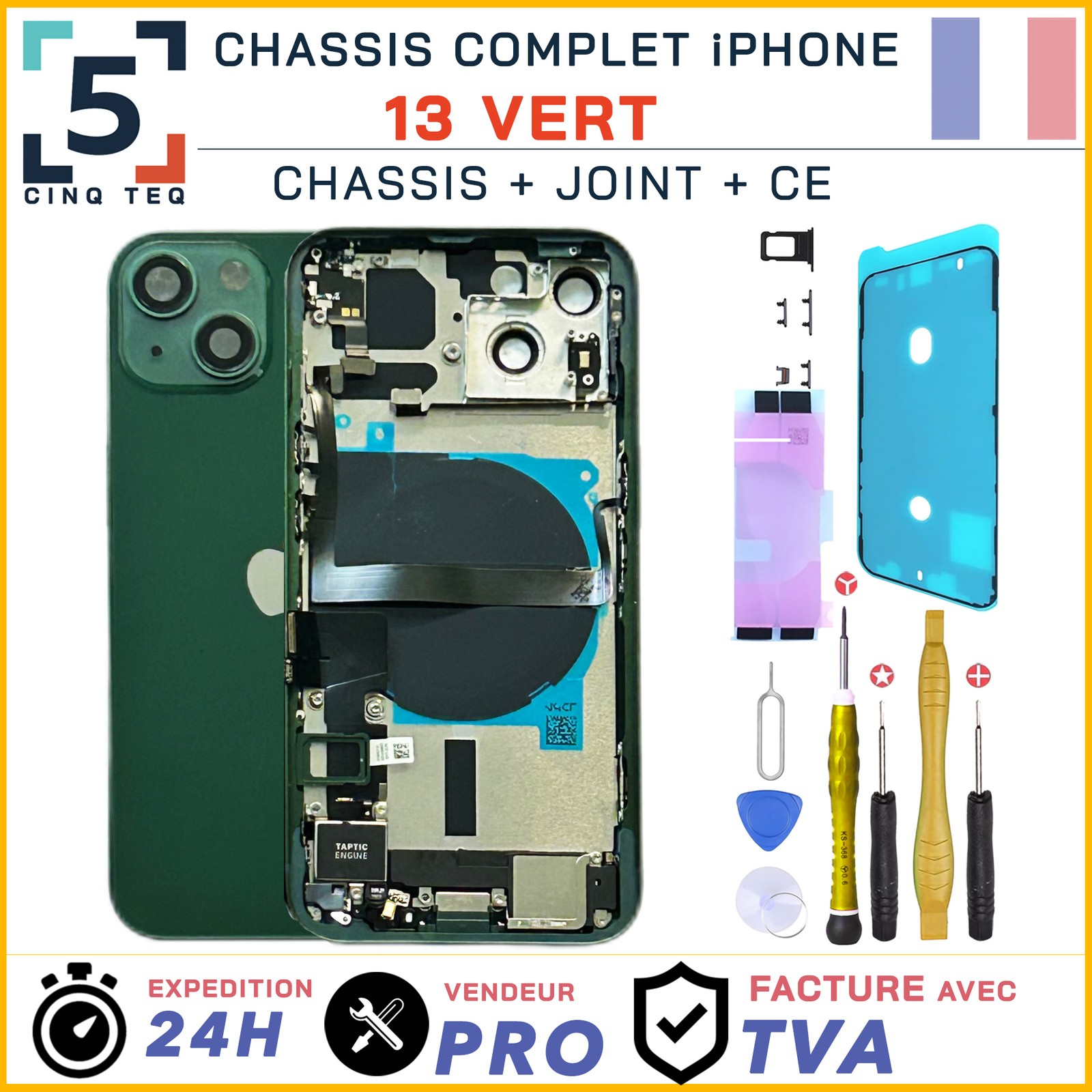 Châssis pré-monté iPhone 13 pour remplacement complet de boîtier vert abîmé