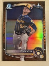2025 Bowman Chrome Josh Knoth Orange Reptillian Refractor /25 Brewers FY SP
