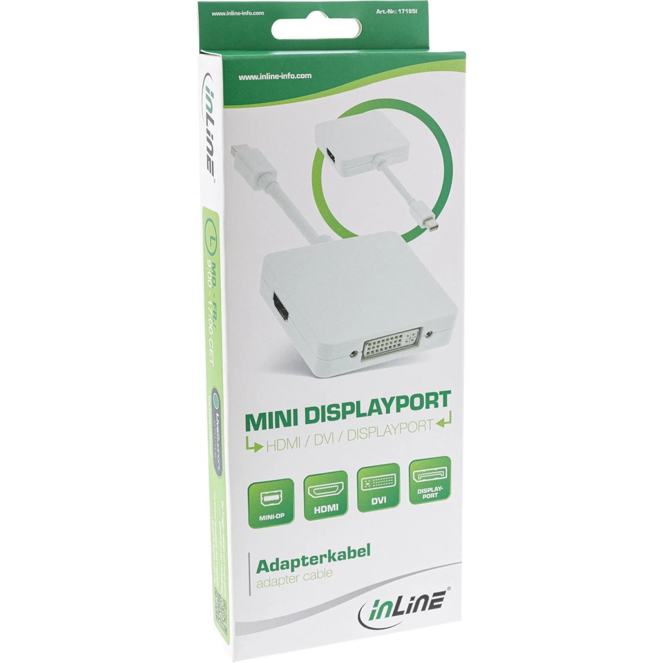 InLine Adattatore Mini DisplayPort m. a HDMI/DVI/DisplayPort f. DP 17195I - Immagine 2 di 4