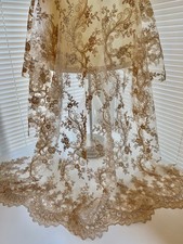 Melody TAUPE Polyester Floral Embroidery with Sequins on Mesh Lace Fabric by th