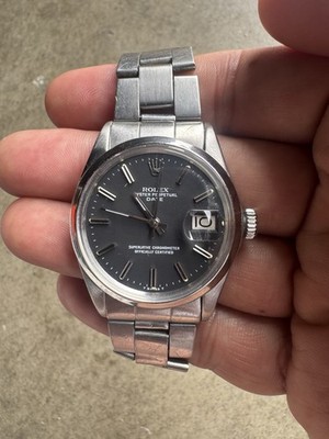 1973 Rolex 1500 34mm Oyster Perpetual Date Stainless Steel Watch Folded Links