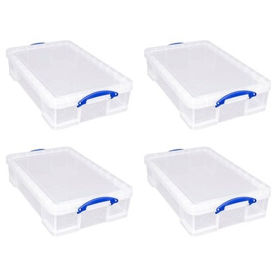 Really Useful Box 33L Storage Container w/Snap Lid & Clip Lock Handle, 4 Pack