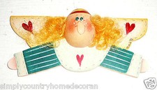 ANGEL MAGNET Handpainted Wood Folk Art Joan's Folk Art Signed  Dated