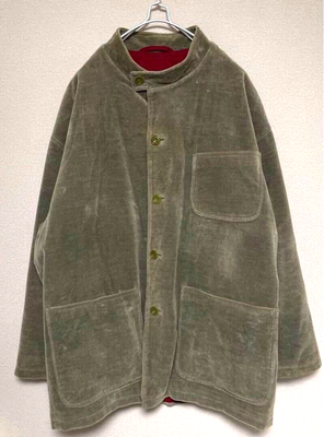 Arnys Paris Forestiere Corduroy Khaki Greige Cotton Stand Collar 