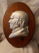 Painted Cast Iron Head/Bust 6th US President John Quincy Adams on Wood Plaque