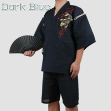 Uomo Giapponese Carpa Pesce Stampato Yukata Set Kimono Top + Pantaloncini