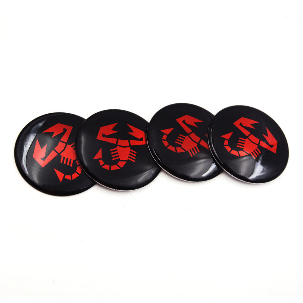 4x Red Scorpion Logo Car Wheel Center Hub Cap Sticker for Abarth
