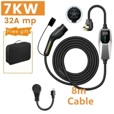 Portable EV Charger 32A EV Car 26ft Charging Cable Level 2 NEMA 14-50Plug 7KW