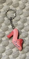 Pink High Heel Shoe Keychain Glitter Best Friendship Carm Key Chain Ring Glam