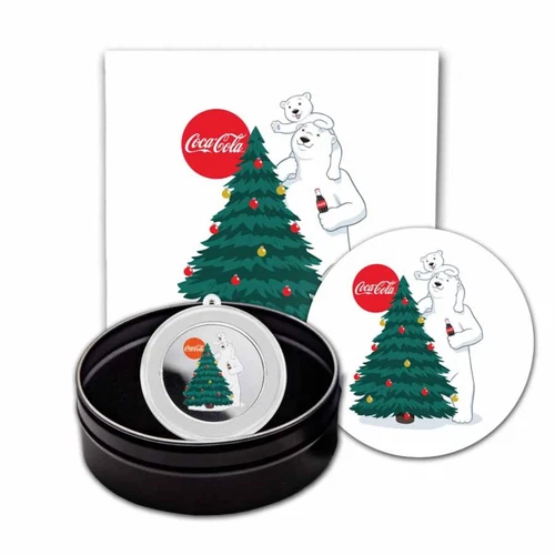 Coca-Cola® 1 oz .999 Silver Proof Round Polar Bear Ornament w/ Gift Tin