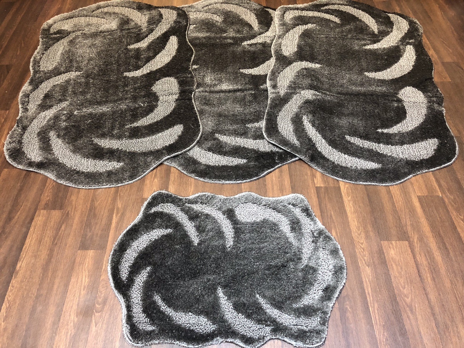 ROMANY WASHABLE TRAVELLER MATS SET NON SLIP SUPER THICK RUGS DARK GREY